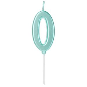 Vela Pick Metalizada Azul Tifany Numero 0 - 1 Un