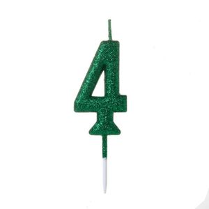 Vela Pequena Glitter Verde Número 4 - 1 Un