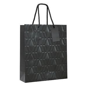 Kit Sacola De Papel Premium Relevo Preto G 38x34x15cm - 10 Un