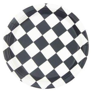 Prato De Papel 18cm Xadrez Preto - 10 Un