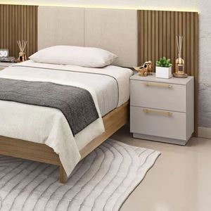 Mesa De Cabeceira 2 Gavetas 50cm Dubai - Vlr Móveis Cor: Fendi