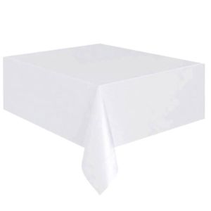 Toalha De Mesa Plástica Happy Line 1,37x1,77 Metros Branco - 1 Un
