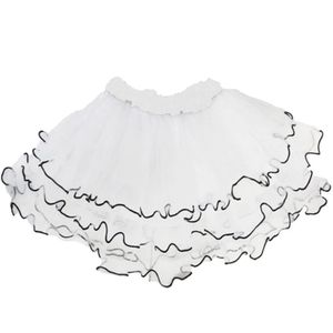 Saia De Tule Especial 30cm Branca Com Detalhe Preto