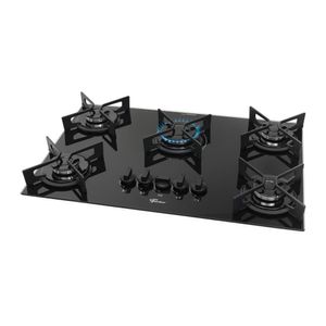 Cooktop A Gás Fischer 5 Bocas Fit Line Trempe Iron 36325 Bivolt