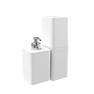 Kit Banheiro 2 Peças Dispenser De Sabonete E Porta Escova - Stolf Branco