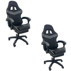 Kit 2 Cadeiras Gamer Stillus Ergonômica Com Apoio Para Os Pés Cinza