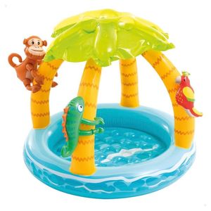 Piscina Inflável Ilha Tropical Infantil Com Cobertura 45 Litros Intex