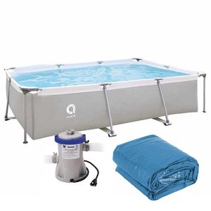 Piscina Estrutural Retangular 3701 Litros Forro E Bomba Filtrante Avenli Jilong 110v