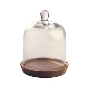 Redoma Com Base Wood Vidro Transparente - Acasa Redoma Com Base Vidro Wood Transparente - Acasa