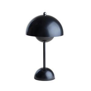 Luminária De Mesa Metal Cogumelo Usb Preto 31cm - Acasa
