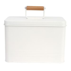 Lata Organizador Farmhouse Aço Galvanizado Off White 20,5cm - Acasa