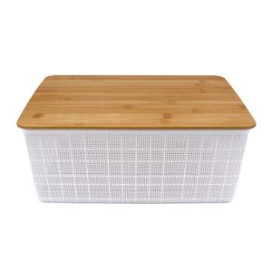 Caixa Organizadora Com Tampa Bambu Branco 13cm - Acasa Caixa Organizadora Com Tampa Bambu Branco - Acasa