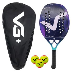 Kit Com Raquete De Beach Tennis Shine 12 K Carbon Com 3 Bolas E Bolsa De Transporte Vg Plus