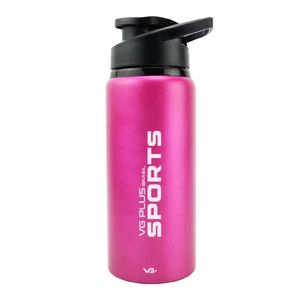 Garrafa Squeeze Alumínio Brilhante Com Trava 750ml Academia Vg+ Rosa Choque