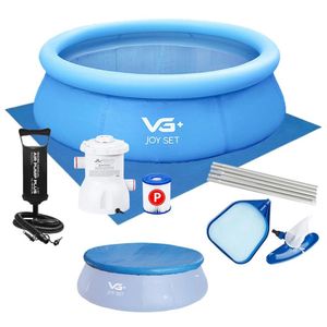 Piscina Inflável Joy Set 2490 L Circular 240 Cm Com Capa Filtro Bomba Forro Kit Limpeza Vg Plus 220v