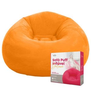 Sofá Poltrona Puff Inflável Deluxe Aveludado Vg+ Laranja