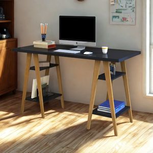 Escrivaninha Cavalete Mdf Prateleiras Design Minimalista