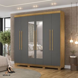 Guarda Roupa Casal 2,2 M Elegance 6 Portas Com Espelho Nature-alasca