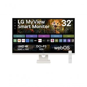 Monitor LG Myview Smart 32SR73U-W Tela UHD 4K 32" WebOs ThinQ Home Air Play Screen Share Bluetooth