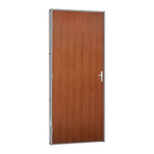 Porta De Madeira Mogno Com Batente De Aço Silver 61x215 R120 Abertura Direita Prata