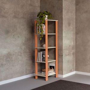 Estante 5 Prateleiras Mdf 33x44x135 Cm F28 Off White Freijó Dalla Costa