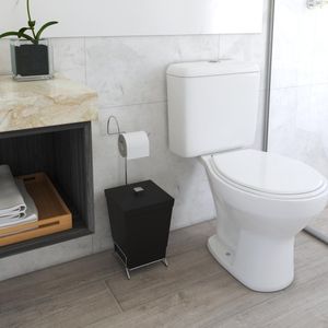 Suporte P/ Papel Higienico C/ Lixeira Preto 1445 1445-p-def