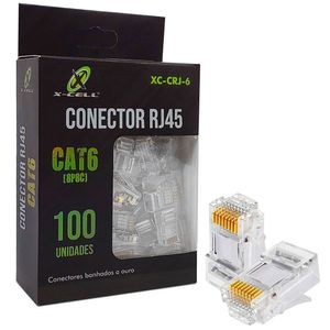 Plug Modular Rj45 Cat6 X-cell, Pacote Com 100 Unidades - Xc-crj-6