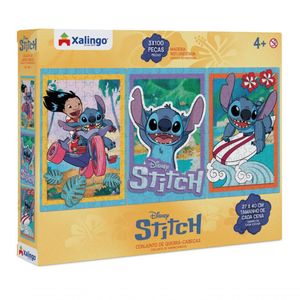 Quebra-cabeça Stitch - 3 Cenas 300 Peças Xalingo Quebra-cabeça 3x100 Stitch 300 Peças Xalingo