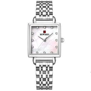 Relógio De Pulso De Quartzo Quadrado Feminino Impermeável Com Strass Elegante Prata