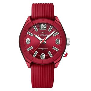 Relógio De Pulso Feminino Quartzo Pulseira Silicone à Prova D´água Casual Analógico Vermelho