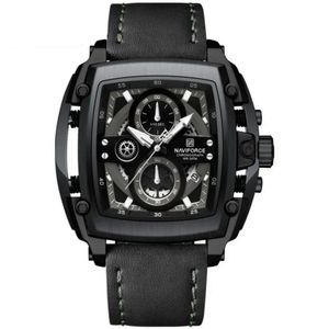 Relógio Masculino Mostrador Grande Design Tonneau à Prova D 'água Preto