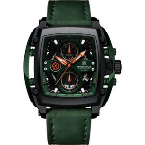 Relógio Masculino Mostrador Grande Design Tonneau à Prova D 'água Verde Preto