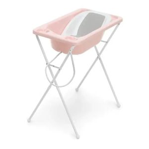 Banheira Bebê Galzerano Acqua Trio Rosa Com Suporte Redutor