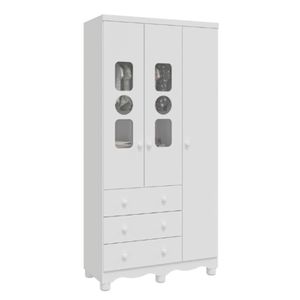 Guarda Roupa Peroba Tedy 3 Portas E 3 Gavetas Mdf Cor Branco