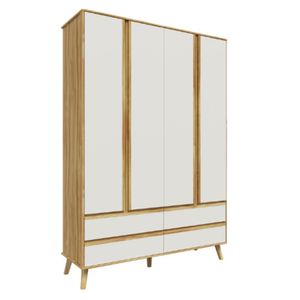 Guarda Roupa Infantil Théo 4 Portas Peroba Amêndoa/off White