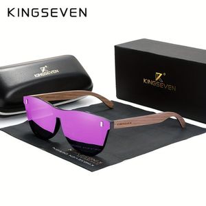 Óculos Com Design Madeira Quadrada Elegante, Lentes Polarizadas Madeira De Nogueira Roxa