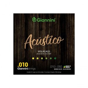 Encordoamento Para Violão Aço Acústico 6 Cordas .010 Bronze Geswam