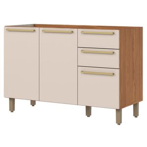 Balcao Pia Sem Tampo 3 Portas 120 Cm Requinte C640 Henn Nature Areia