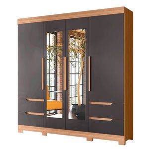 Guarda Roupa Vivacce Casal 4 Portas Com Espelho Albatroz Nature/titanium