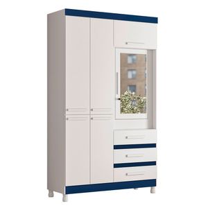 Guarda Roupa Fusion Solteiro 4 Portas Com Espelho Albatroz Quadriflex-branco, Azul, Rosa, Titanium