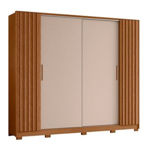 Guarda Roupa Jacarandá Ripado Com Portas De Correr Albatroz Jatobá/fendi Metallic