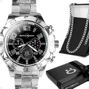Relógio Masculino Prata Aço Inox + Caixa + Cordão Crucifixo Original Grande Presente Social Casual