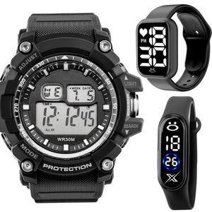 Relógio Masculino Digital Prova Dagua + Relogio Bracelete Cronometro Data Pulseira Ajustavel Alarme