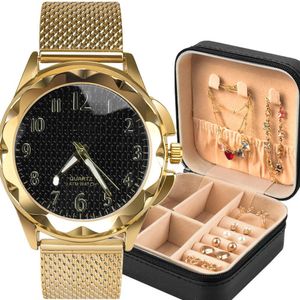 Relogio Feminino Banhado Aço + Pulseira + Porta Joia Original Prova Dagua Silicone Ajustavel Social