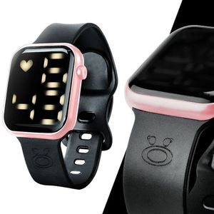 Relógio Feminino Digital Rosa Prova D'água Silicone Quadrado Original Ajustavel Led Moda