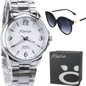 Relogio Feminino Aço Prata + Caixa + Oculos Protecao Uv Analogico Qualidade Premium Presente Social