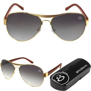 Oculos Sol Masculino Aviador Aço Inox Ouro Banhado Case Casual Armação Dourada Original Presente