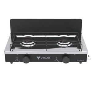 Fogão Portatil De Bancada A Gas Venax 2 Bocas Preto