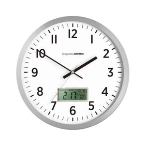 Relógio De Parede Digital Com Calendário E Termômetro – Despertador, Medidor De Temperatura Para Escritório E Sala
