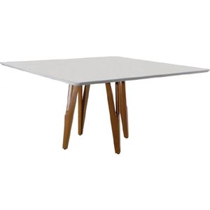Mesa De Jantar Santiago Off White Com Pés Em Madeira 1,20 M